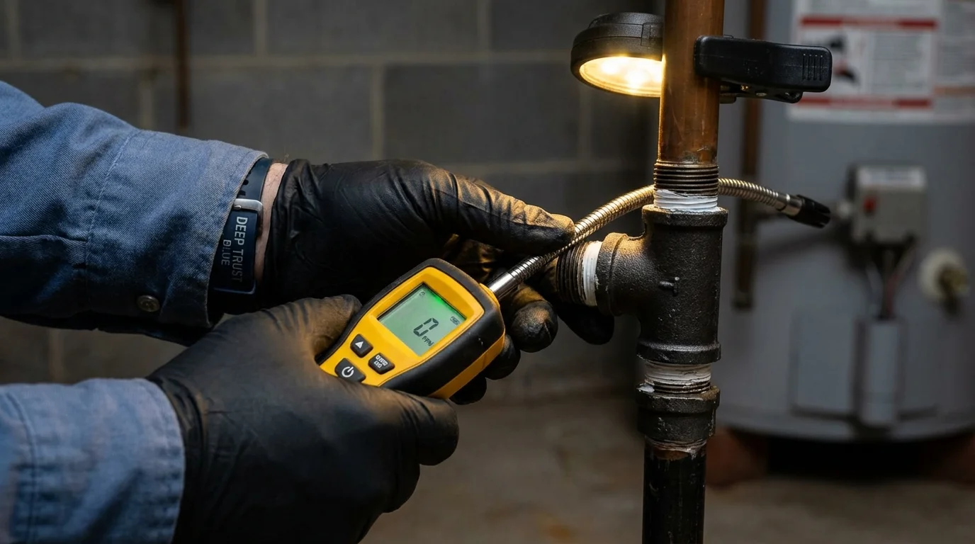 Gas leak detection with electronic sniffer by Johns Plumbing LLC in Millersburg