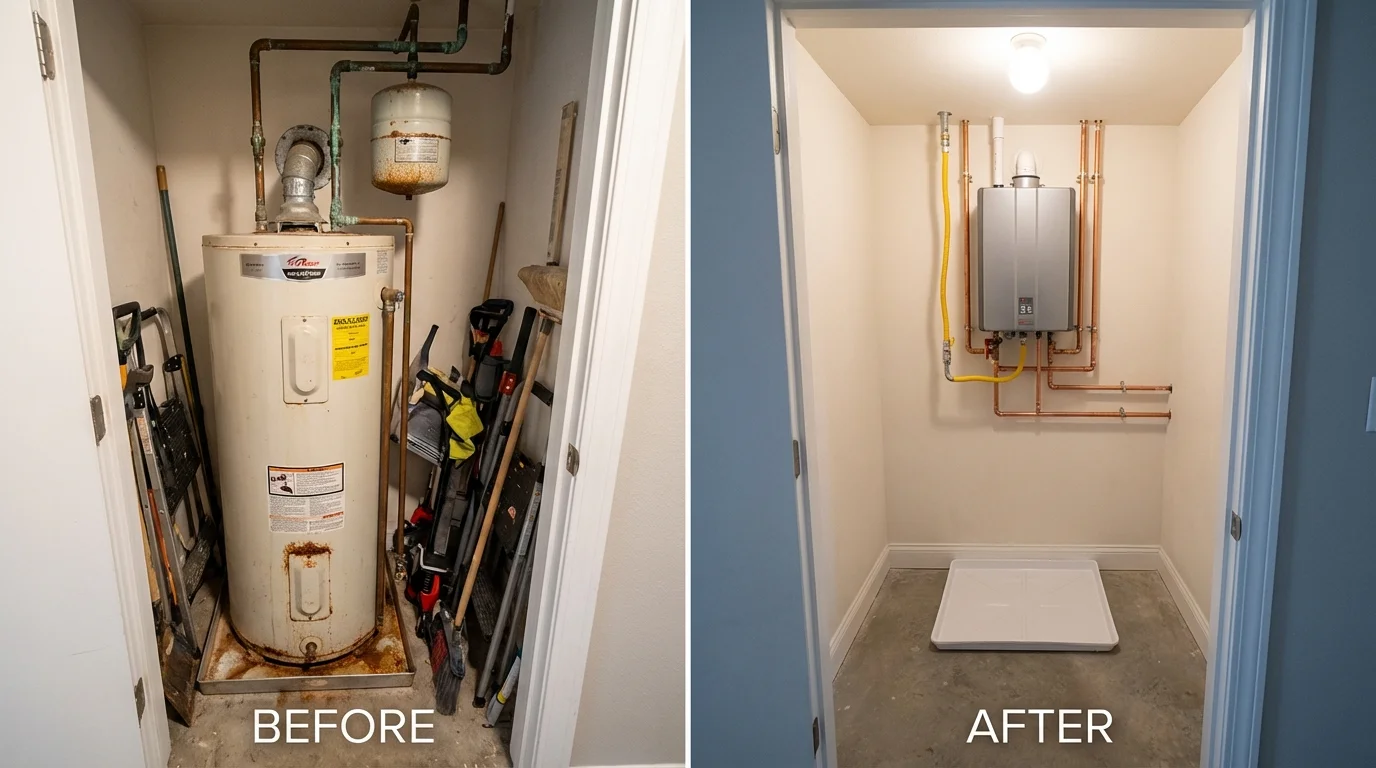 Tank water heater versus wall-mounted tankless unit comparison for Millersburg, OH homeowners